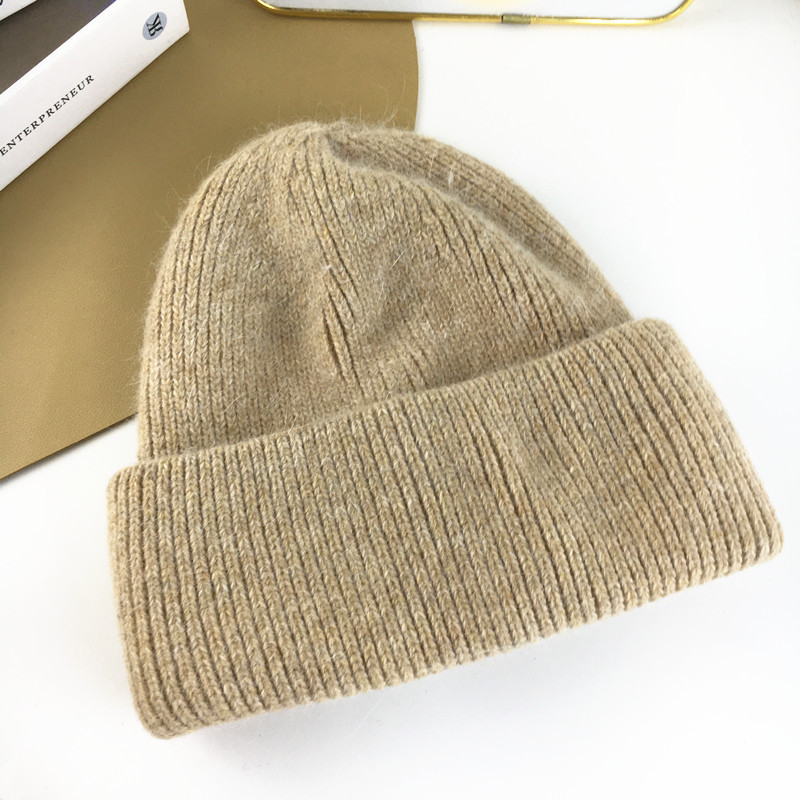 Unisex Winter Kaninchenhaar Strickmütze Damen Herbst und Winter warme dicke Ohrenschützer Mütze Mode Wollmütze Flut_voghion.com