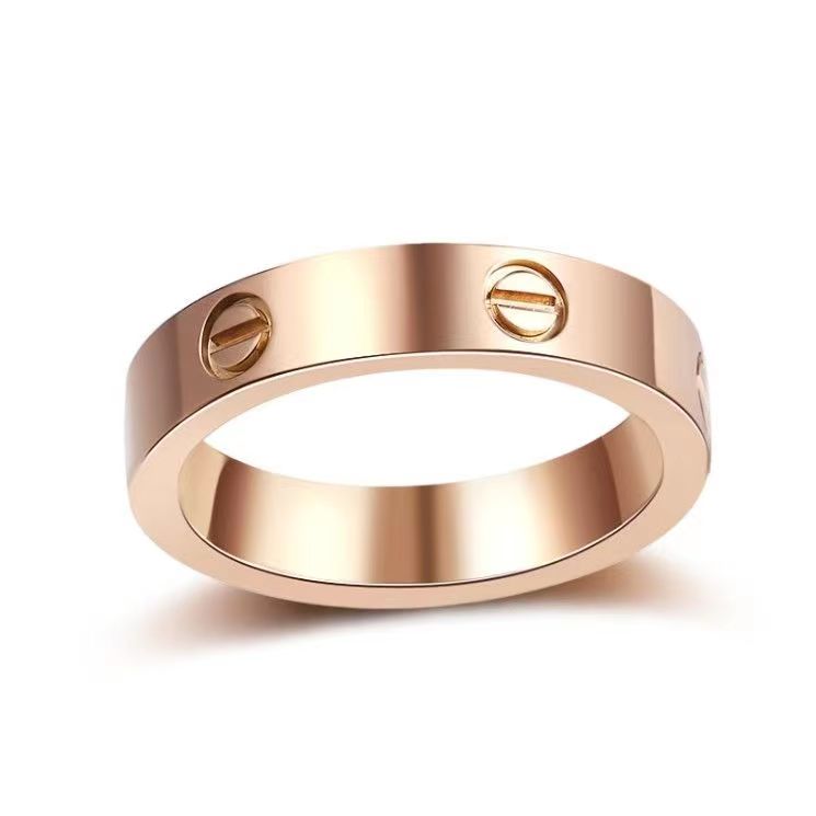 Kajia alta versión 18K oro rosa clásico anillo AU750 hombres y mujeres boda V oro amor firma anillo
