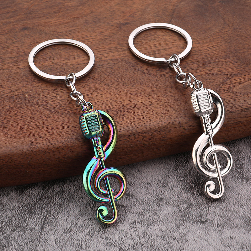 创意仿真音符耳机钥匙扣时尚音乐小礼品挂件金属音符钥匙环