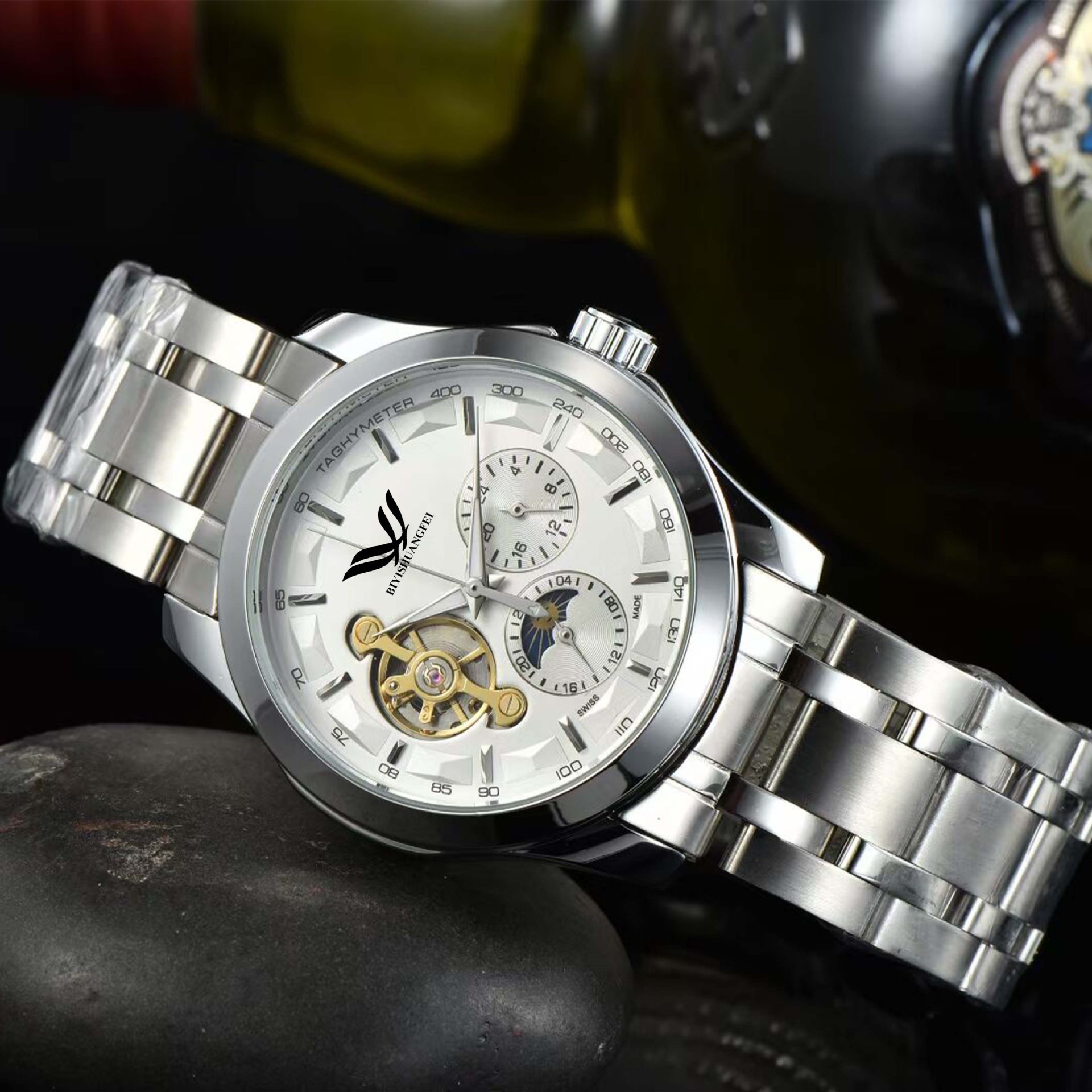 Fully-automatic Mechanical Tourbillon Watch Mechanical Genuine Leather Strap 30m Waterproof Factory Drop Shipping