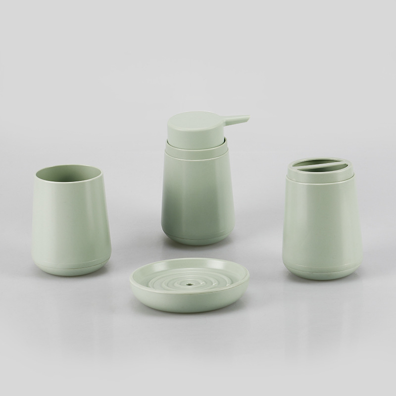 Color sólido nuevo baño de plástico suministros de cuatro piezas conjunto enjuague bucal cepillado rack hogar caja de jabón Baño de almacenamiento cubierta de baño