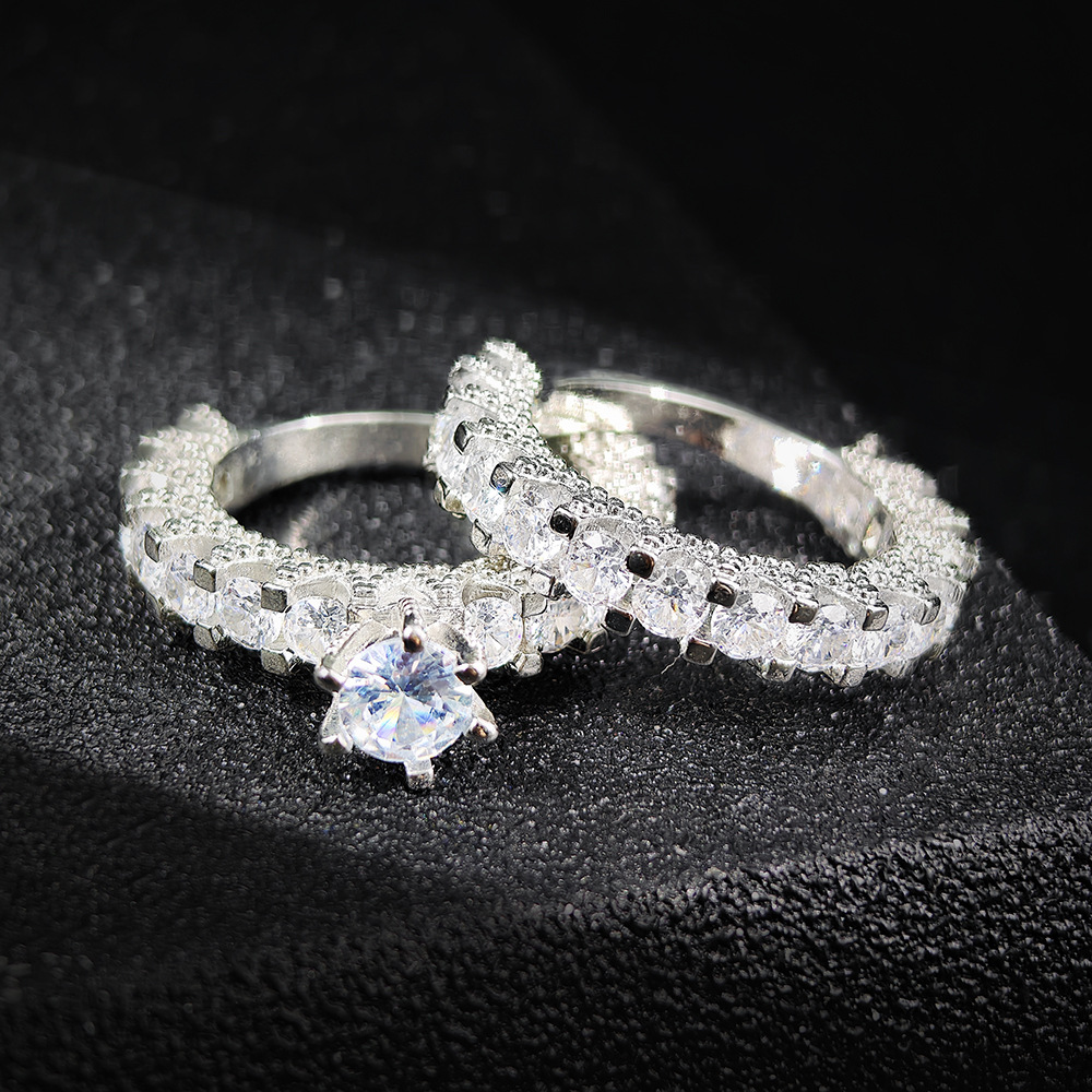 Hot Selling Export New Style Eight Hearts and Eight Arrows Zircon Set Ring European and American Classic Round Full-Set Engagement Ring R4995