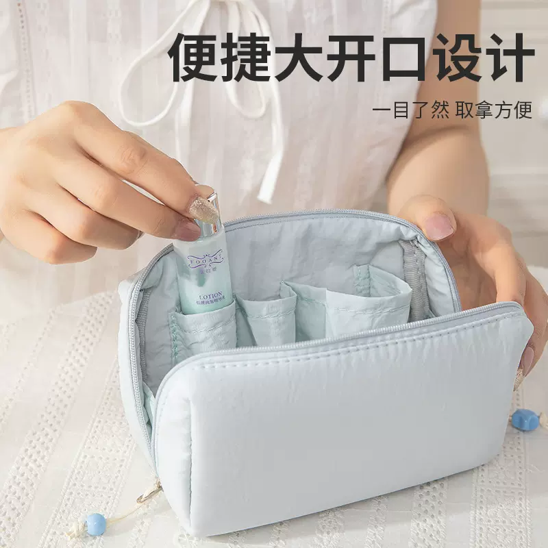 尼龙简约化妆包大容量便携口红包旅行手拿收纳包迷你分区收纳袋