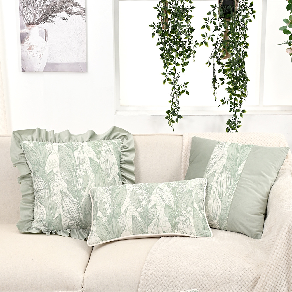 Light Luxury French Style Ins Wind Bell Flower Vintage Dutch Velvet Pillow Living Room Sofa Ins Cushion Model Room Pillowcase