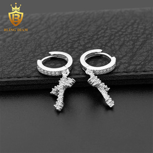 2022 new wholesale Amazon s925 silver Moussan earrings round cross European and American men's and Women's Classic earrings