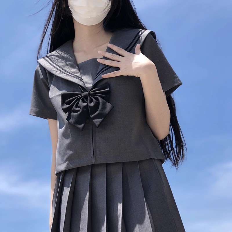 原创JK制服灰二本水手服套装日系学院风夏秋软妹班服毕业服中间服|undefined