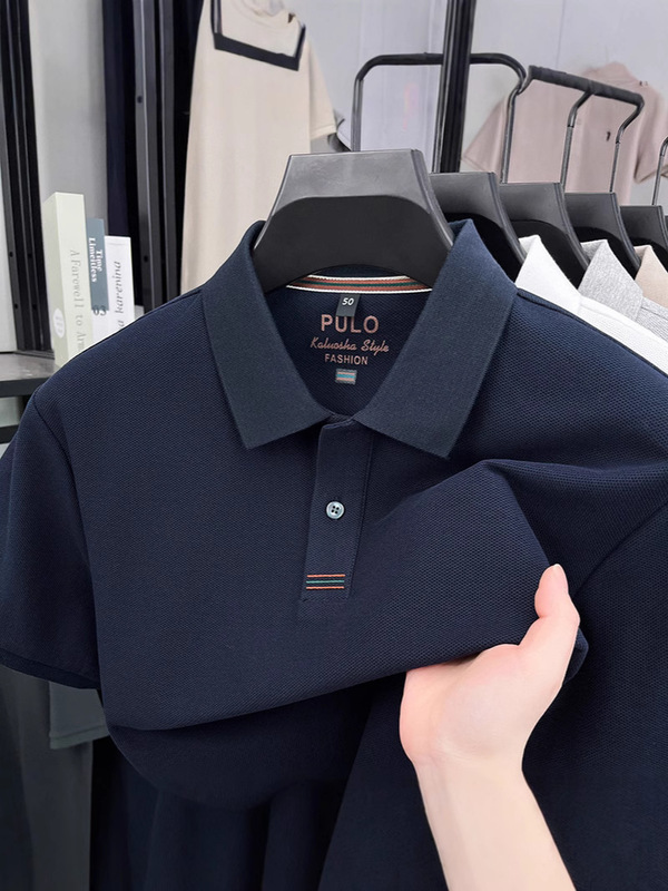 70% Cotton Men's Polo Shirt Short-Sleeve Turn-Down Collar T-Shirt Men's 2025 Summer Business Casual Dad Wear High-End Style