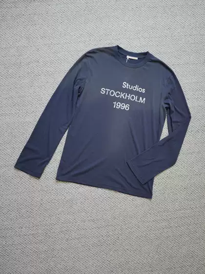Nanyou ACXD 2025 Spring/Summer Navy Blue 1996 Lightweight Sun Protection Distressed Long Sleeve T-Shirt Crewneck Loose Fit