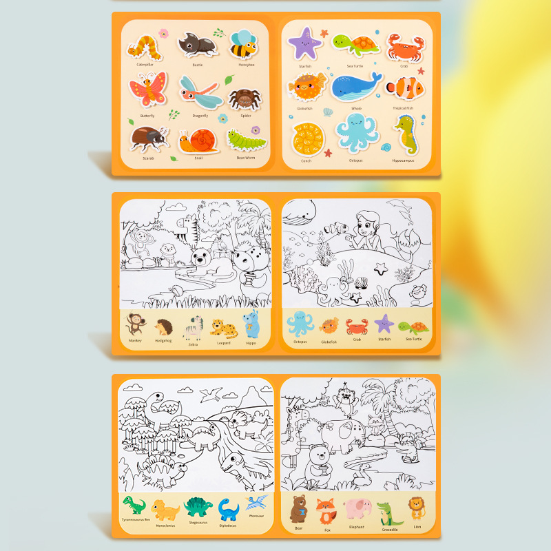 Libro de pintura de agua para niños de 1 a 3 años, graffiti, pintura de jardín de infantes, libro tranquilo, bolígrafo de agua, agua clara, pintura de bebé, agua