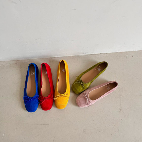 French Round Toe Color-block Leather Shoes Women's Bow Dance Angel Series Flat Ballet Shoes Women's 6 Shoes