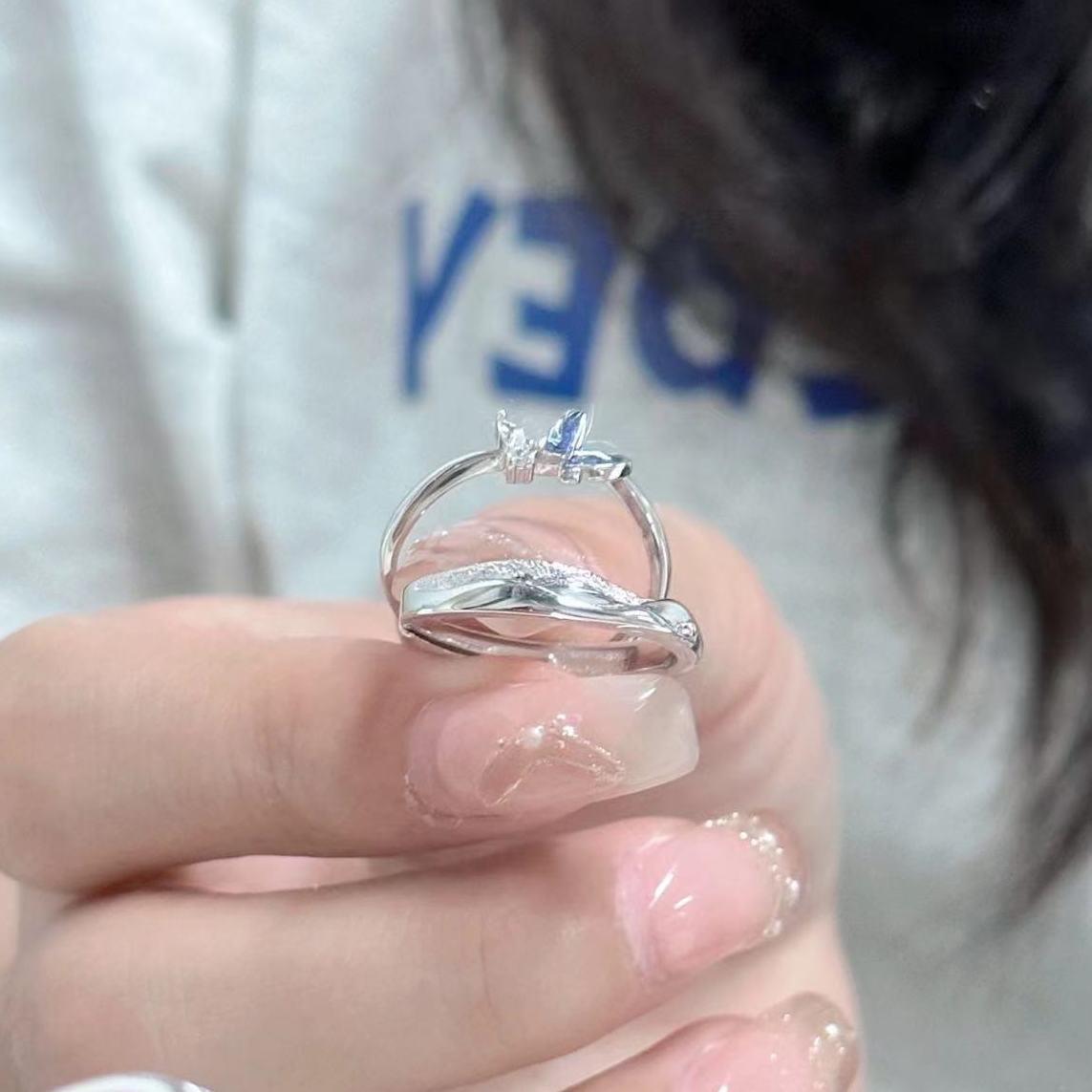 Schmetterlingsringe für Paare aus 925er Sterlingsilber – Einzigartiges Design – Perfekt als Geschenk zum Valentinstag oder Geburtstag_voghion.com