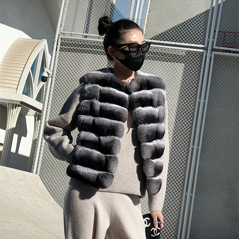Little Rich Woman High Sense Fashionable Lady Green Purple Blue Totoro Jacket Women's Environmental Protection Rabbit Fur Vest Short Vest Little Rich Woman High Sense Fashionable Lady Green Purple Blue Totoro Jacket Women's Environmental Protection Rabbit Fur Vest Short Vest