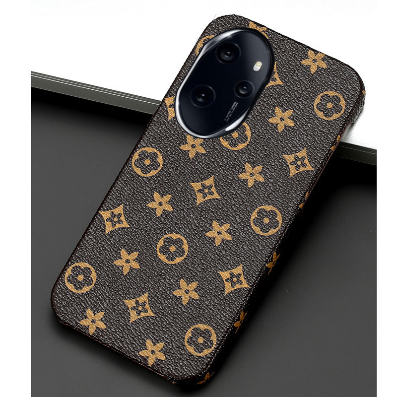 Suitable for honor 100 PRO leather phone case honor 100 cowhide back cover LV printing business phone leather case