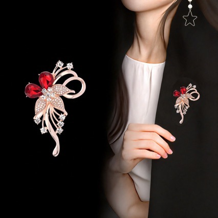 Luxe bloemen strass broche voor dames elegante speld voor pak_voghion.com