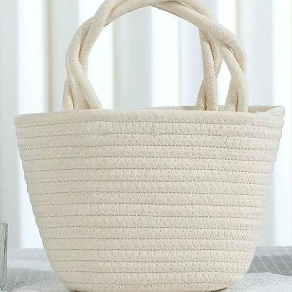 Симпатичные ins смайлик твист сумка хлопковая веревка сумка для женщин ручная сумка корзина для покупок