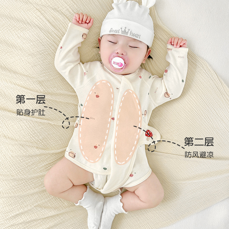 Primavera y otoño recién nacidos camiseta de algodón delgada triángulo harina ropa de otoño para niños, niñas y niños, ropa de bebé