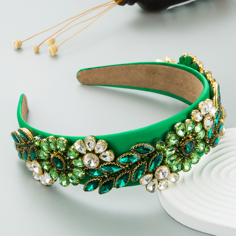 Fashion Baroque Color Glass Drill Cloth Headband Hair Accessories Women display picture 7