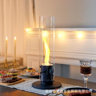 Desktop Alcohol Fireplace Ethanol Rotating Real Fire Heating Stove Creative Atmosphere Decoration Portable Desktop Ornaments Fireplace