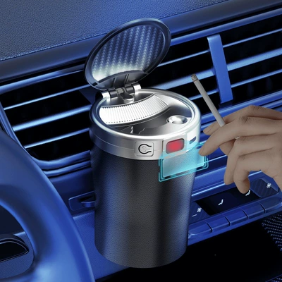 Car ashtray, Car-Mounted Ashtray with Anti-Fly Ash