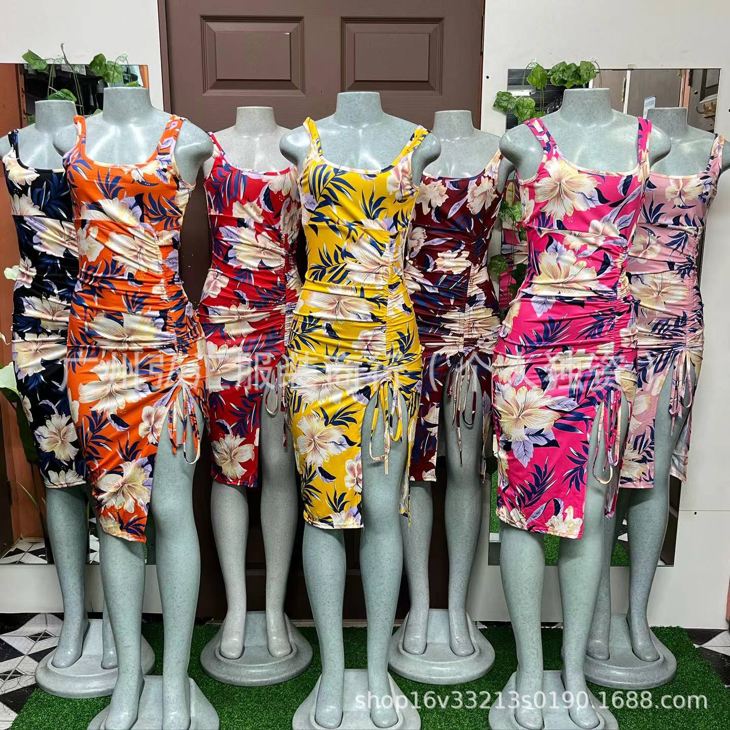 Vestido Ajustado Midi para Mujer de Algodón Sin Mangas Corte Irregular