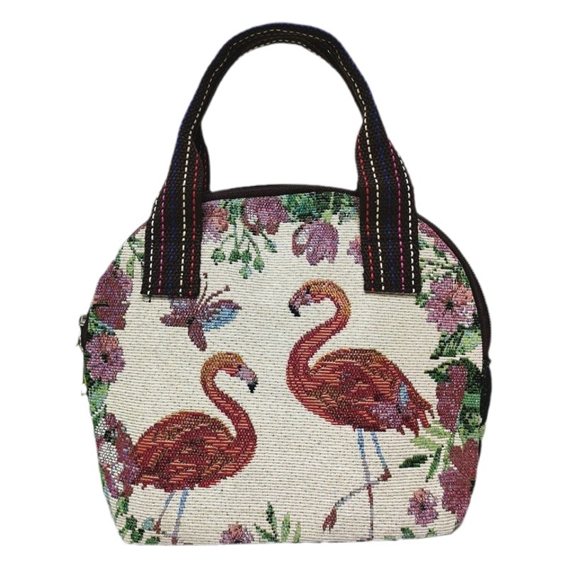 2024 nuevo color de doble cara de dibujos animados de punto bolsa de lona textura de comercio exterior mamá bolsa de compras monedero móvil