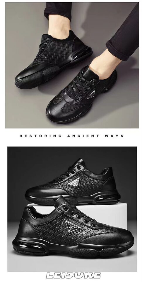 Giày thể thao nam da nhân tạo đế mềm nhẹ kiểu sneaker thời trang — Màu nâu, Màu đen chi tiết 13