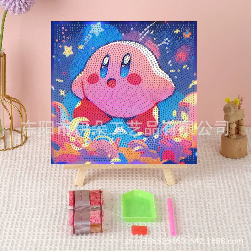 DIY живопись бриллиантами для детей - ручная работа мультфильм-головоломка в рамке из массива дерева 20x20 см, инструмент для бриллиантовой насечки