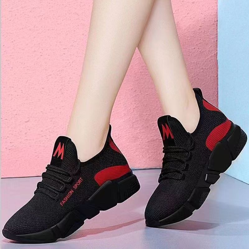 Sports Shoes New Korean Style Fashion Versatile Women's Shoes Running Shoes Internet Celebrity Lightweight Casual Shoes Non-Slip Soft Sole Shoes