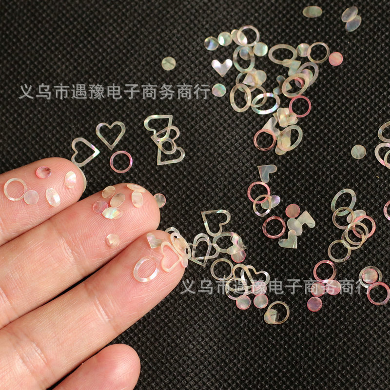 Nail Jewelry Ultra-Thin Natural Shell Cut Out Disc Peach Heart Manicure Patch Colorful Glossy Sequins DIY Crystal