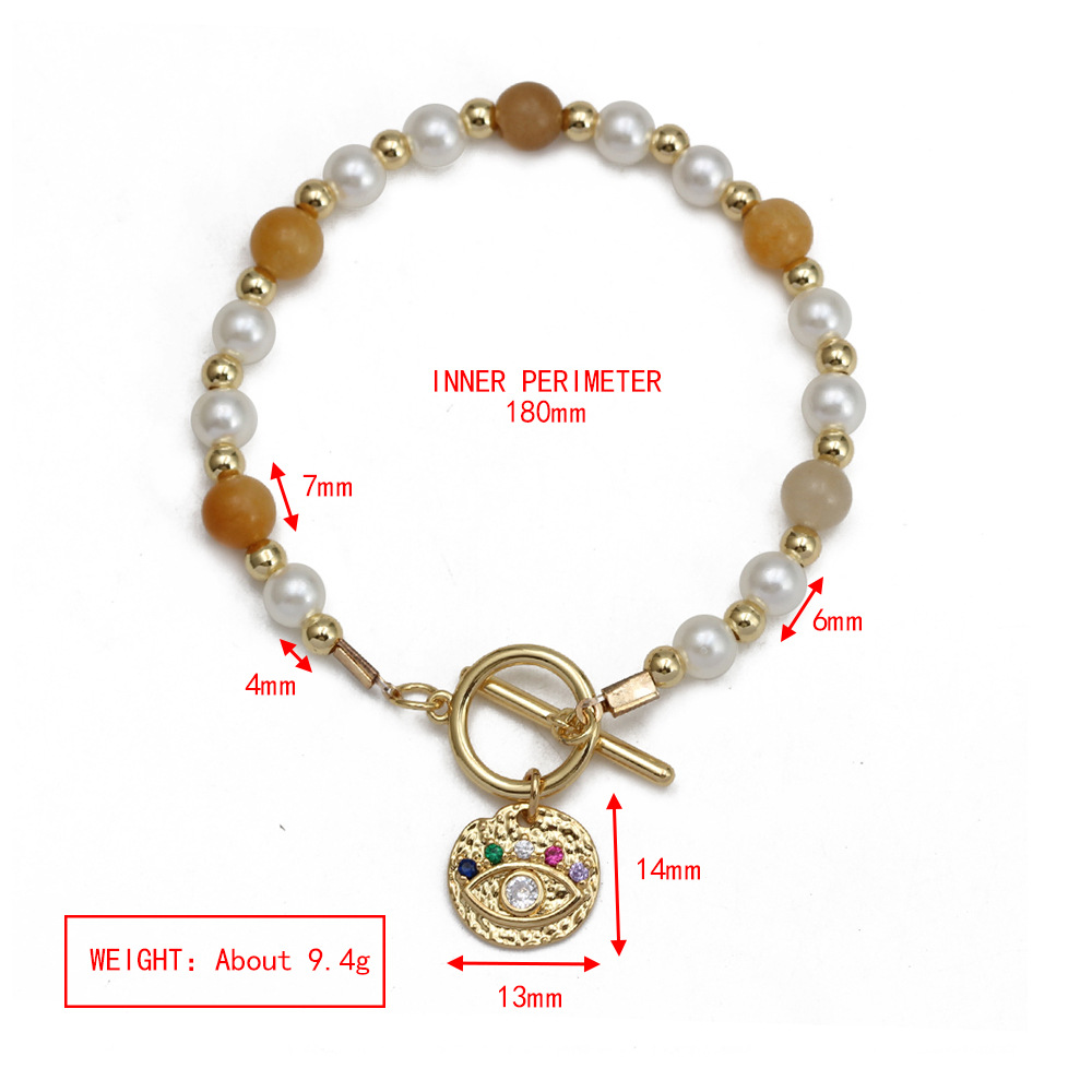 Simple Style Devilu0027S Eye Copper Beaded Plating Inlay Zircon Bracelets 1 Piece