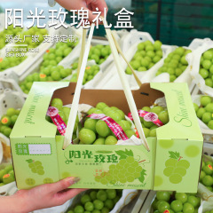 阳光玫瑰葡萄礼盒包装盒空盒子三串装香印青提手提礼品盒批发定制
