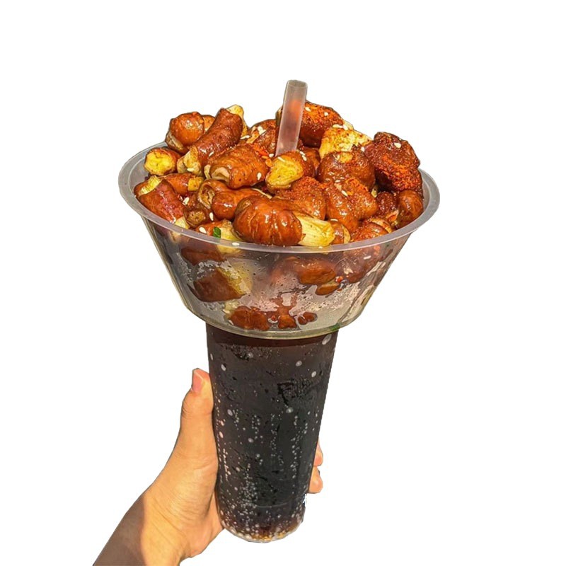 Taza de humo de celebridades de Internet, bolsa de freír con el pulgar, taza de coke, taza de olla caliente gruesa para caminar, bebida fría, taza de frutas, tazón, taza de Maocai