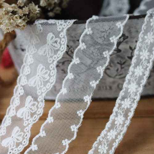 Palace style Japanese single white lace baby clothes accessories exquisite cotton thread mesh embroidery lace belt handmade materials