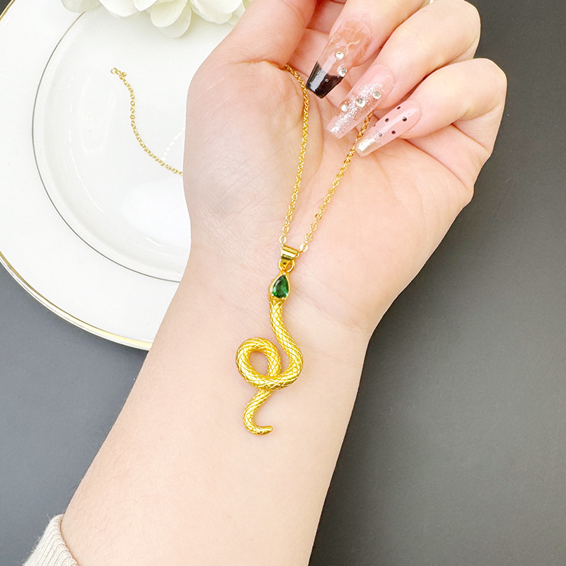 Brazalete de oro de arena vietnamita de la marea nacional Zodiac de la serpente collar anillo femenino conjunto retro joyería al por mayor