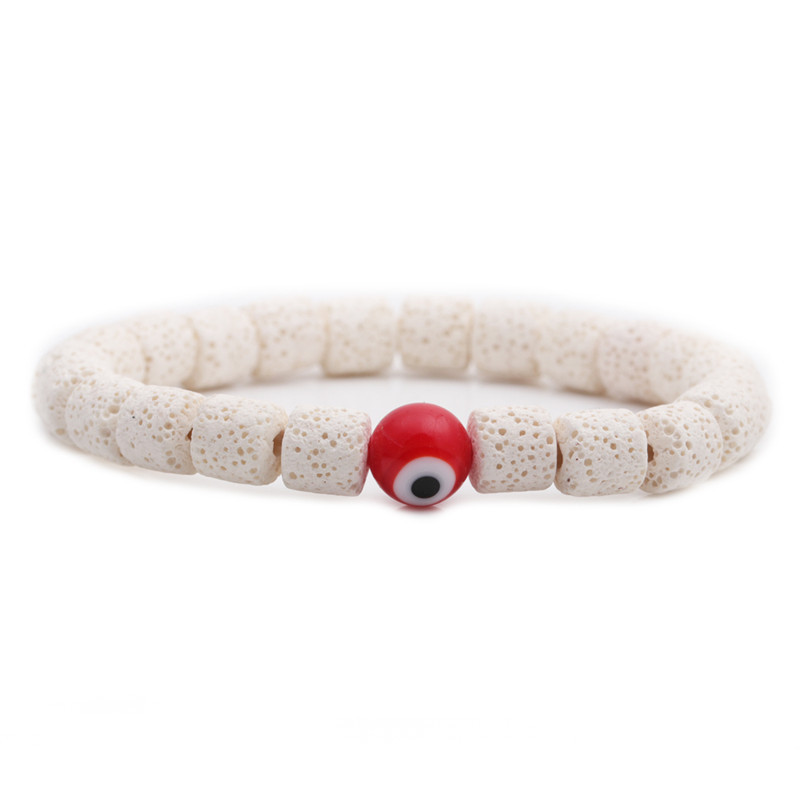 19g Weight No Inlaid Inlay Material Bracelets Classification Housewarming, Anniversary, Business, Wedding, Travel, Birthday, Festival Occasion Devil'S Eye Pattern Unisex Gender Fashion Style Dark Blue, White, Red, Green, Blue, Black Color Volcanic Stone Bracelet 8