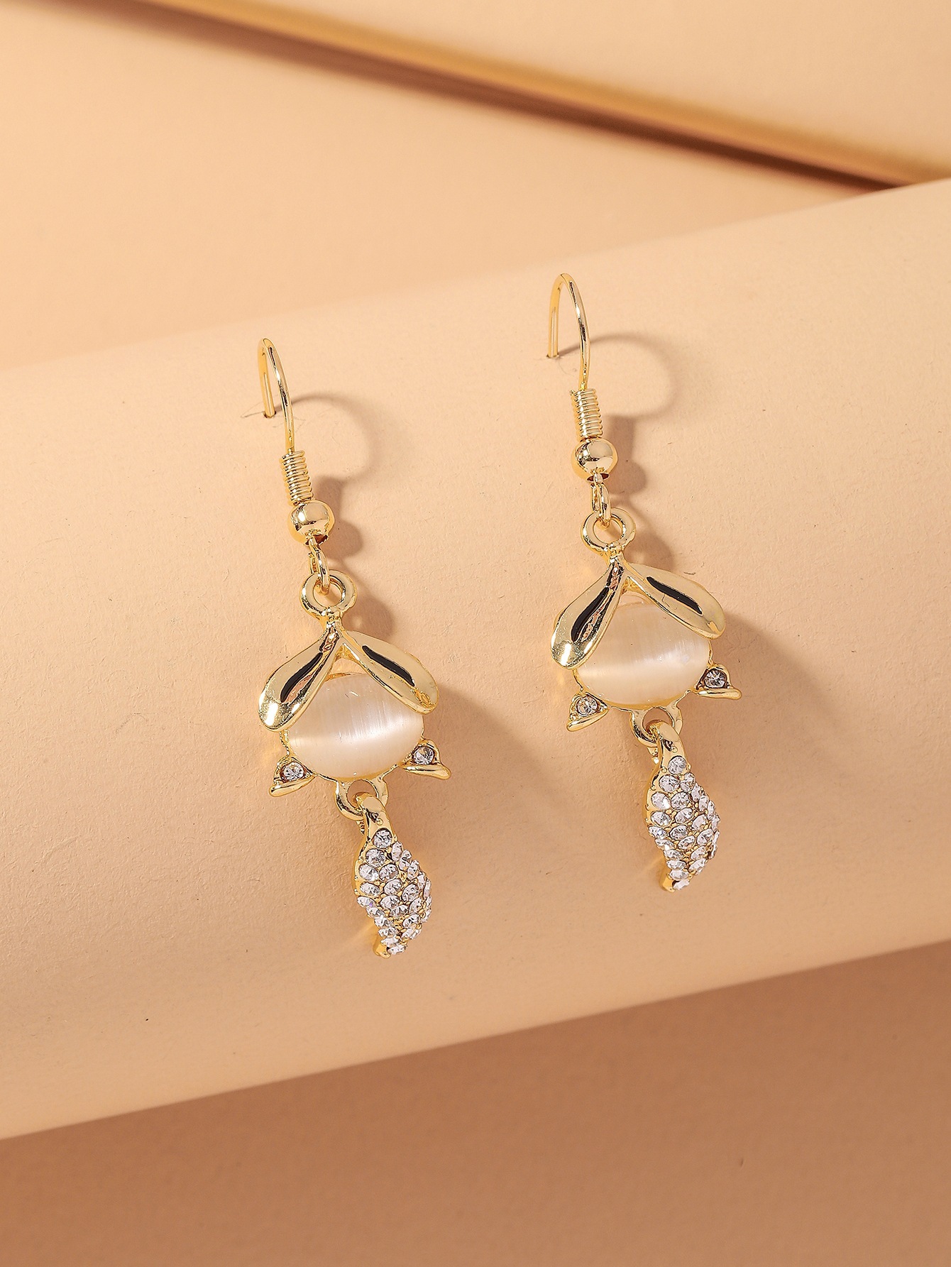 Cute Little Fox Diamond Opal Earrings display picture 8