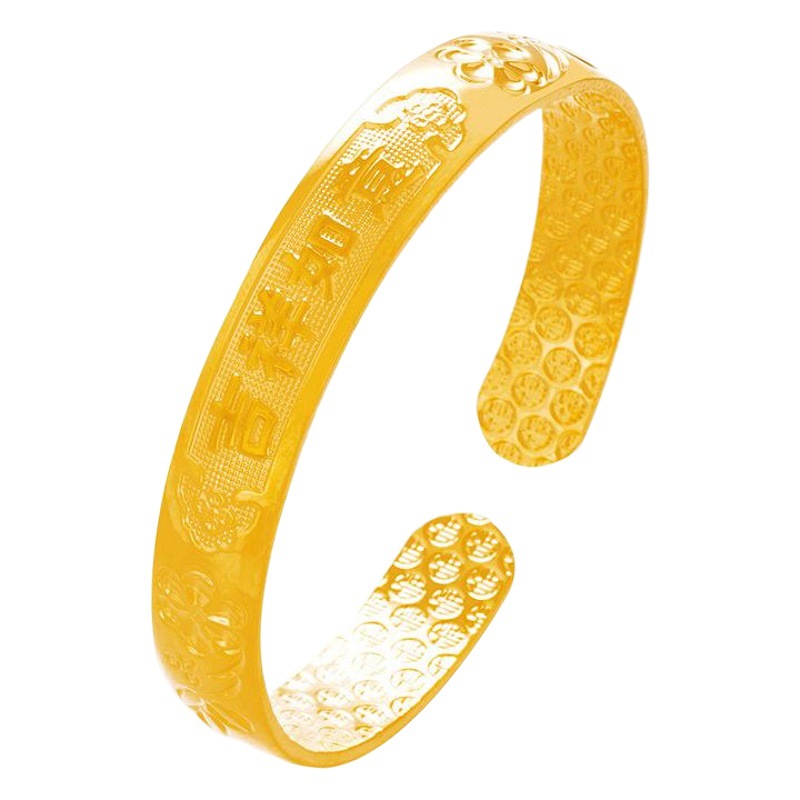 10mm abierto chapado 999 oro Fu pulsera fábrica directa arena oro pulsera madre retro flor pulsera
