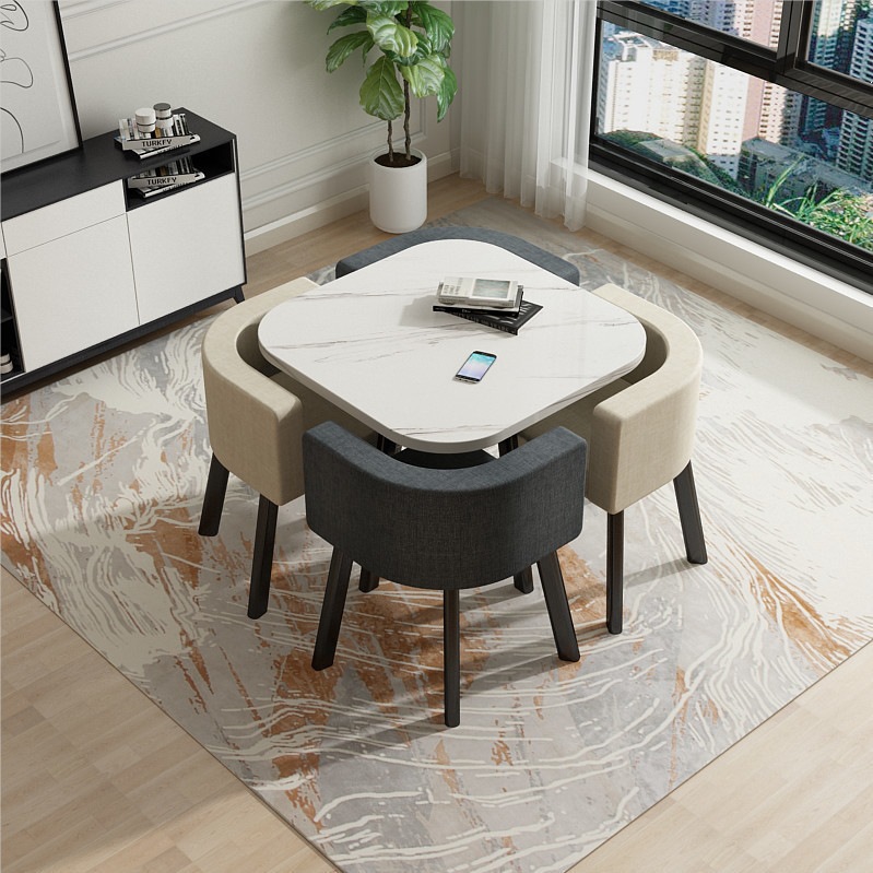 White square table+four chair chairs (color remarks)