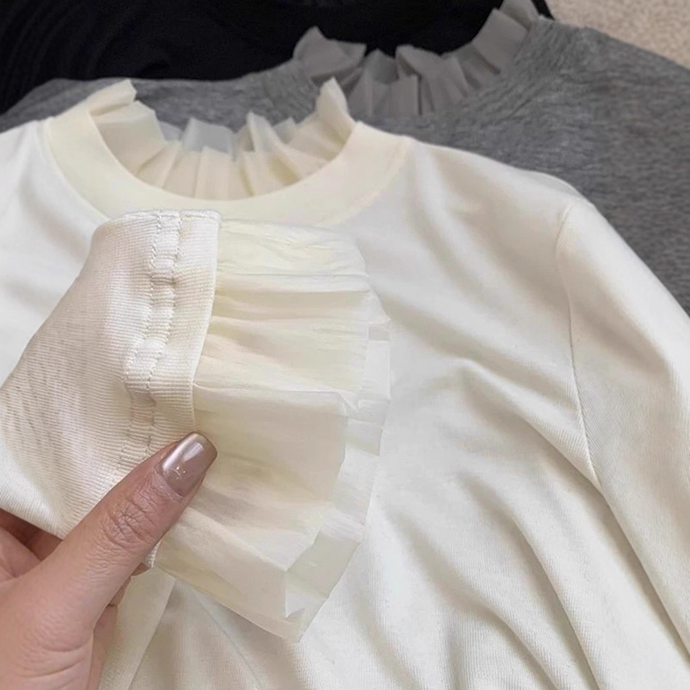 法式灰色半高领正肩长袖t恤女秋冬高级感内搭打底衫修身上衣