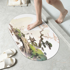 水墨山水硅藻泥地墊廁所腳墊浴室吸水速干防滑門墊衛生間門口墊子