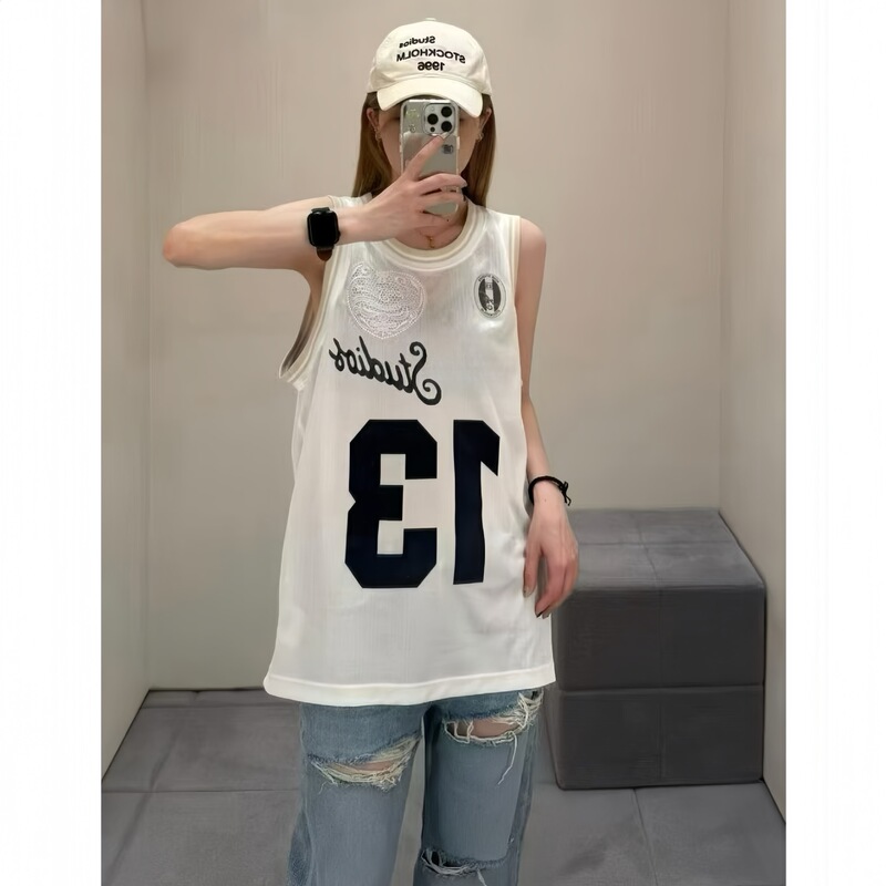 26Ssyb Open for Order / Starting from 90% off Pieces, Niche Design, 1996-Style Sports Jersey with Lace Heart Logo, Loose Tank Top 26Ssyb Open for Order / Starting from 90% off Pieces, Niche Design, 1996-Style Sports Jersey with Lace Heart Logo, Loose Tank Top