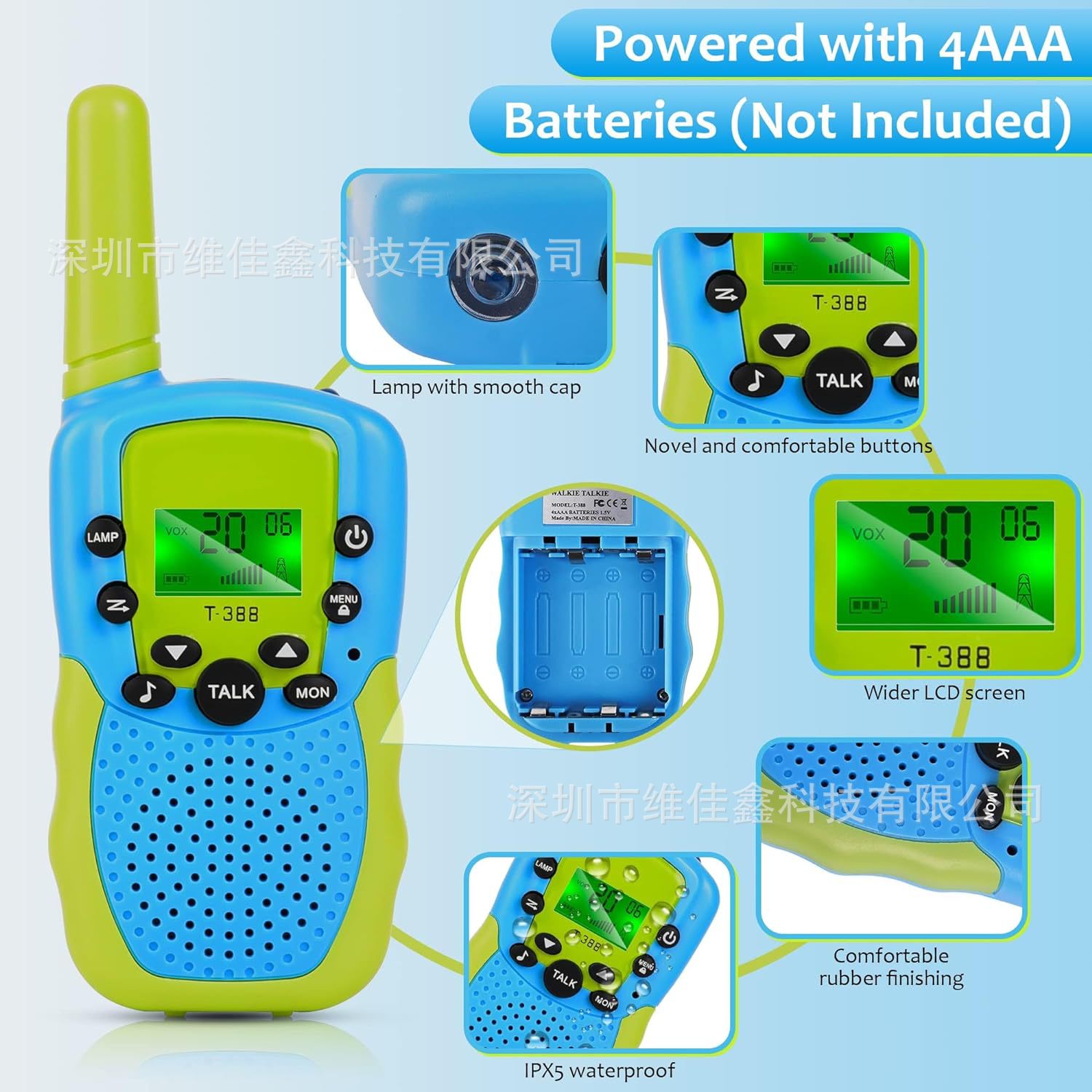 Comercio exterior T388 niños walkie-talkie al aire libre actividades entre padres e hijos mini walkie-talkie de mano walkie-talkie inalámbrico