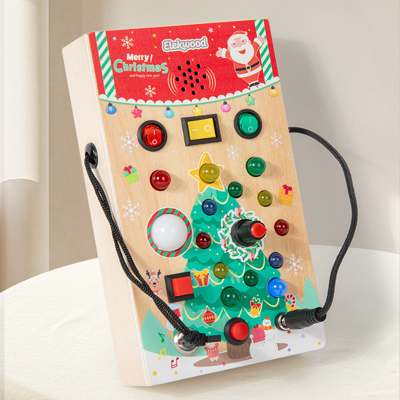 Tablero de actividades infantil transfronterizo de madera con interruptor LED y juego de destornilladores - Juguete de aprendizaje temprano Montessori