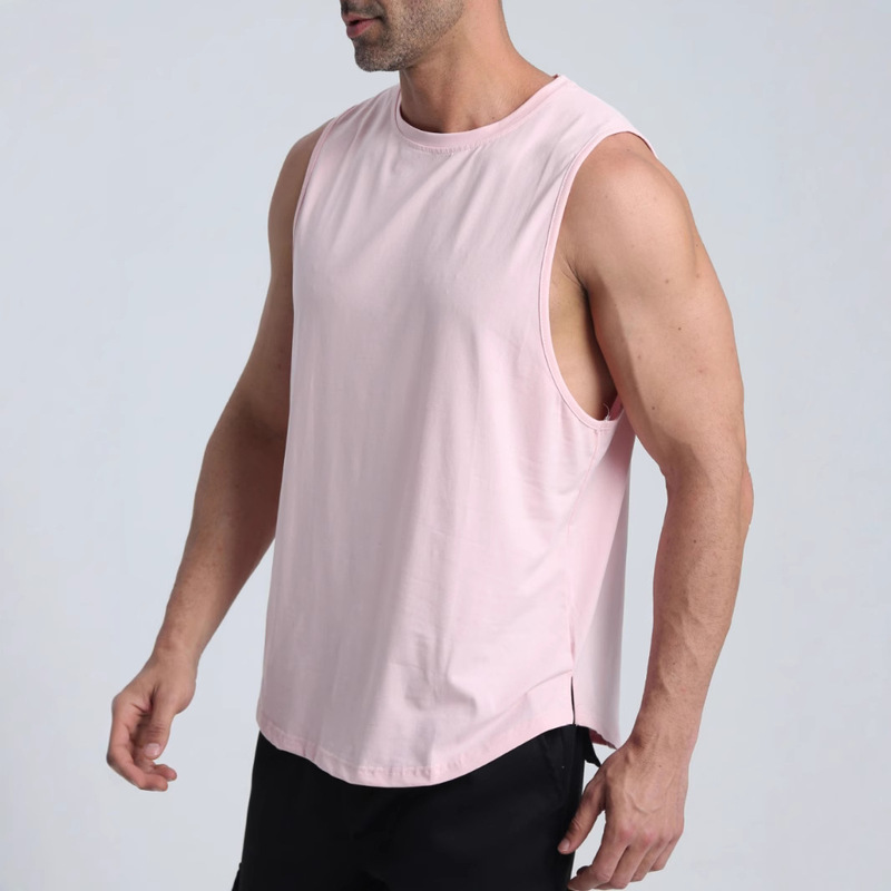 Summer New Cross-Border European and American Style Sports Casual Vest for Men, Suitable for Gym Workouts, Running, Breathable, Round Neck, Trendy Solid Color