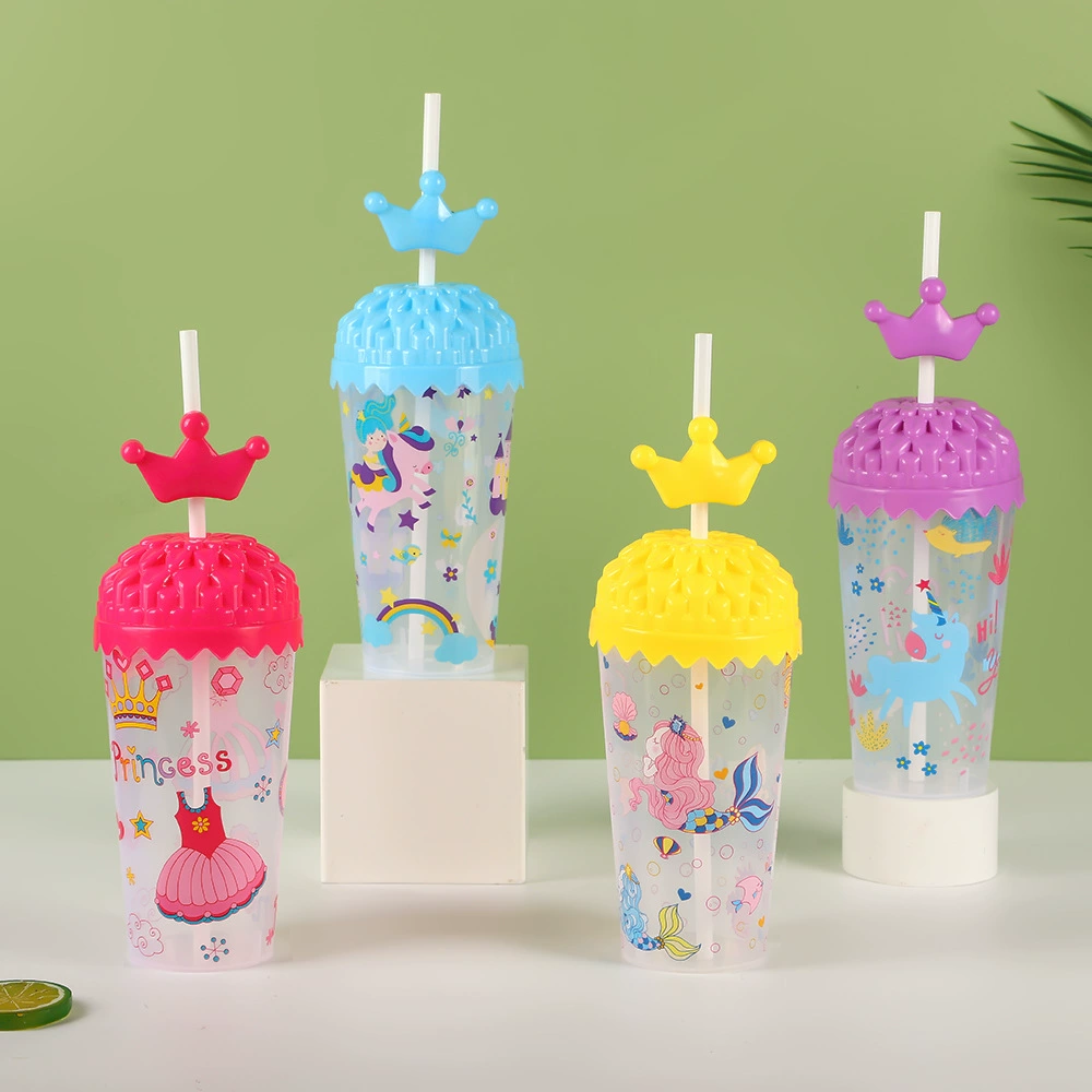 Мультяшная полупрозрачная соломка чашка пластиковая детская креативная милая маленькая чашка динозавра портативная пластиковая чашка сока оптом