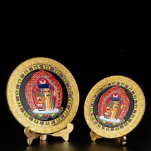 彩绘合金十相自在盘背面八吉祥摆件佛礼品供佛摆件家用18厘米高