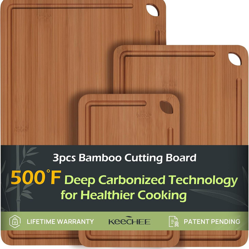 Cross-Border Bamboo Carbonized Cutting Board Three-Piece Set for Home Kitchen Cutting Board Bamboo Cutting Board Manufacturer Vegetable and Fruit Cutting Board
