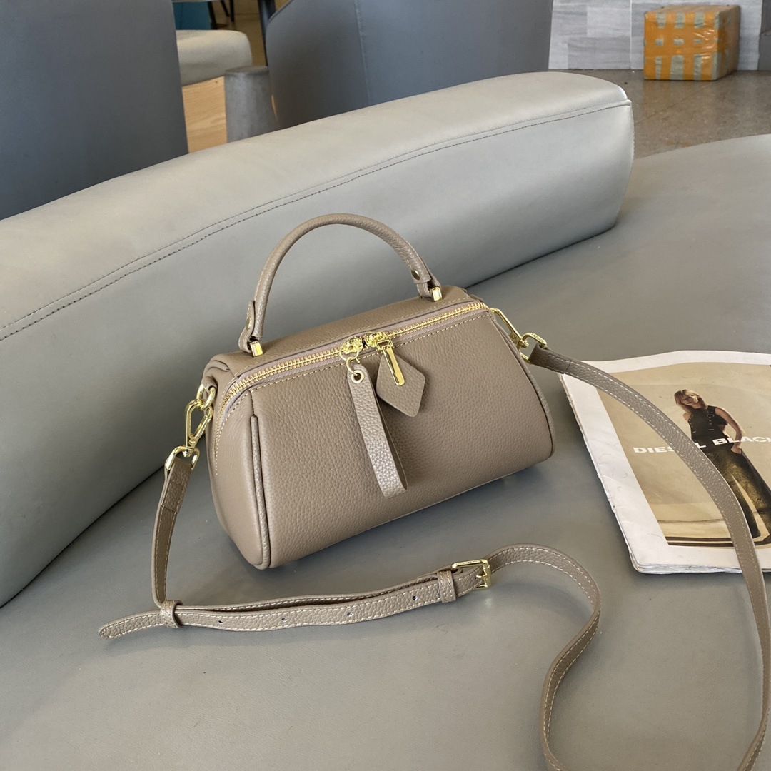 Genuine Leather Elegant Women's Bag 2025 New Retro Simple Classic Boston Handbag Cowhide Crossbody Shoulder Bag - Thumbnail 7