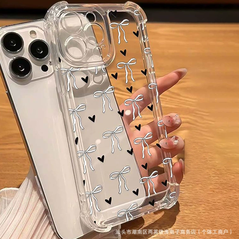 Apple, милый совместимый чехол с бантом, с защитными накладками на углы, iPhone 12/13/14/14 Pro Max, защита от падений, 16