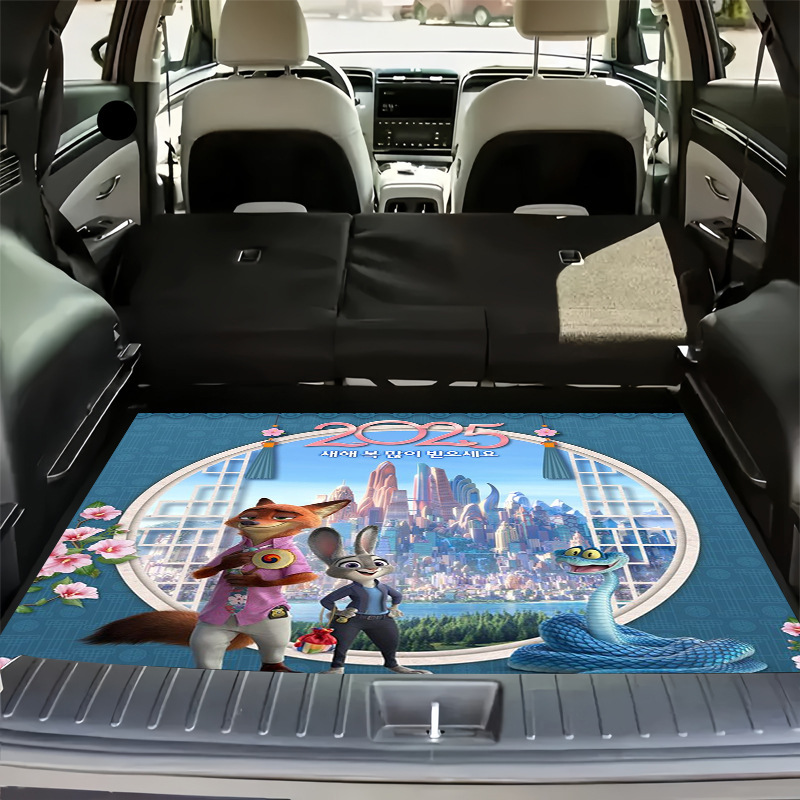 Zootopia Car Trunk Mat Dust-Proof, Stain-Resistant, Wear-Resistant, Easy to Care For, Car Interior Decoration Cartoon Floor Mat Sticker